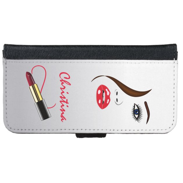 Face Red Lipstick Kiss Mirror Phone 6 6S Wallet iPhone 6 Wallet Case-4