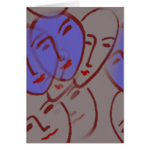 Faces with Blue Greeting Cards