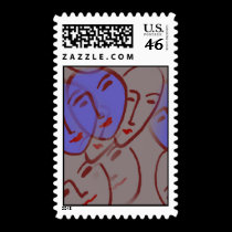 Faces with Blue postage