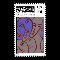 Faces with Blue stamps