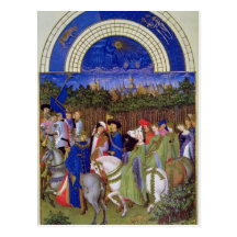 Facsimile of May: Courtly Figures on Horseback Postcards