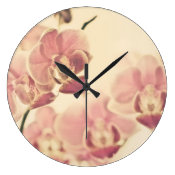 Pink orchids beautiful flower photography Clock