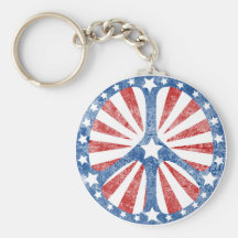Faded American Peace Sign Key Chain