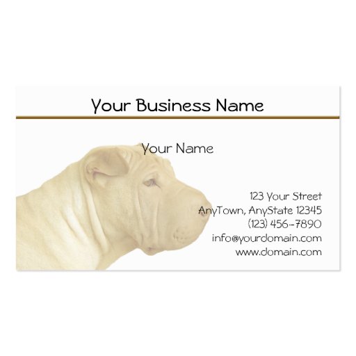 Faded Blonde Shar Pei Portrait on White Business Card Templates (front side)