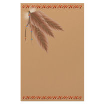 Faded Brown Feathers Stationery