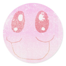 Faded  Colored Pink and Red Smiley Face  Sticker