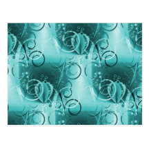 Faded Floral Swirl Teal Turquoise Blue Girly Gifts Post Cards