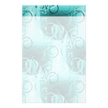 Faded Floral Swirl Teal Turquoise Blue Girly Gifts Stationery Design