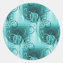 Faded Floral Swirl Teal Turquoise Blue Girly Gifts Sticker