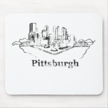 Faded Pittsburgh City Skyline Logo Mousepad