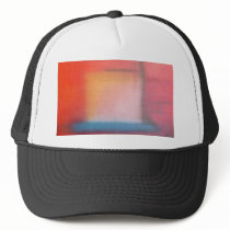 Faded Red Abstract Oil Painting hats