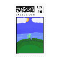 Faerie on a Clover Leaf in a Meadow Postage postage