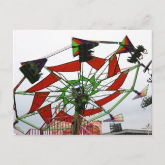Fair Ride Flying Glider Green and Red Image postcard