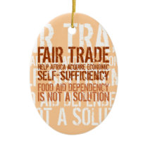 Fair trade slogan on Christmas ornamentation ornaments