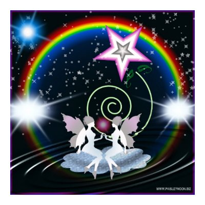 Fairies and a rainbow print by lucretiadawn