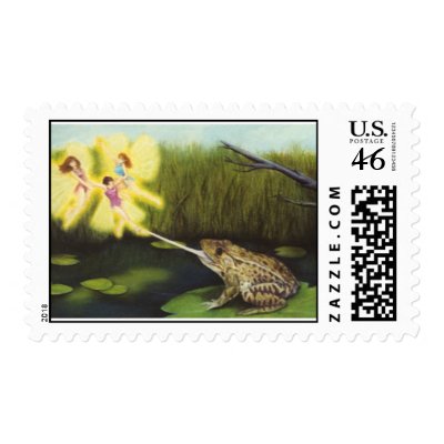 Fairies and Frog Stamp by Nathan James by slave2moonlight