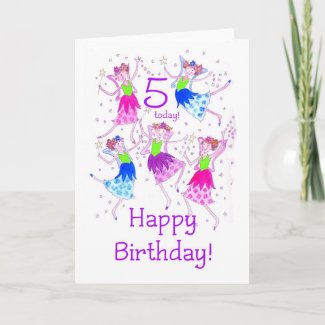 'Fairies' Birthday Card for a 5 year old card