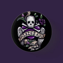 "Fairies Rock" Gothic Skull 1.5 inch button buttons