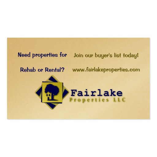 Fairlake Properties: Professional Business Card Templates (back side)