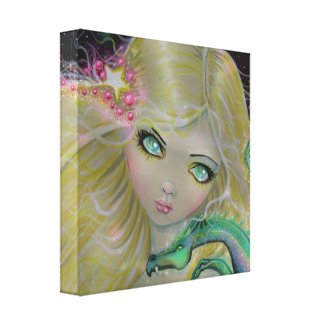Fairy and Dragon Big Eye Art Canvas Print wrappedcanvas