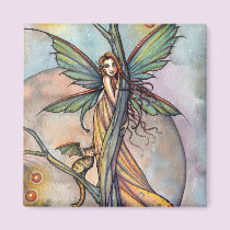 Fairy and Fairy Cat Magnet by Molly Harrison