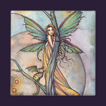 Fairy and Fairy Cat Magnet by Molly Harrison magnets