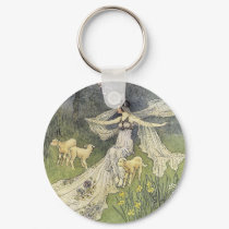 Fairy and Lambs Vintage Fairytale Keychain by CollageMontage Fairy and Lambs Vintage Fairytale Keychain
