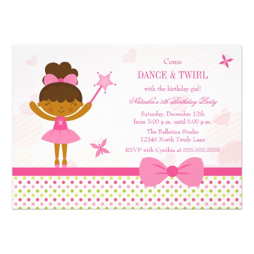 Fairy ballerina girl's birthday party invitation