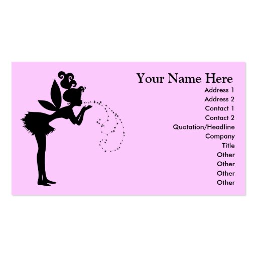 Fairy blowing magic pixie dust business card (front side)