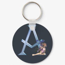 Fairy Blue Monogram A keychains