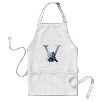 Fairy Blue Monogram V aprons by initials Fairy Blue Monogram V aprons