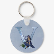 Fairy Blue Monogram V keychains