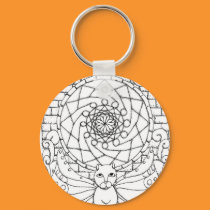Fairy Cat and Rose Window keychains