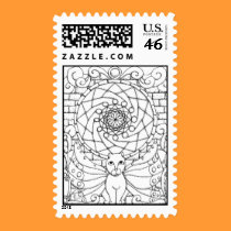 Fairy Cat and Rose Window postage