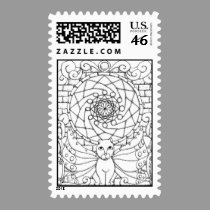 Fairy Cat and Rose Window stamps