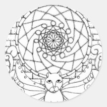 Fairy Cat and Rose Window Sticker