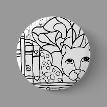 Fairy Cat W Books buttons