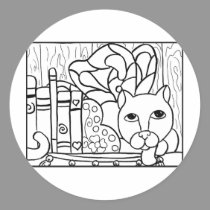 Fairy Cat W Books stickers