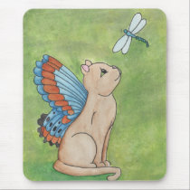 Fairy Cat With Dragonfly mousepads