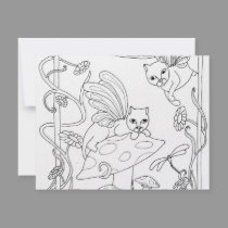 Fairy Cats N Mushroom invitations
