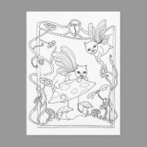 Fairy Cats N Mushroom postcards