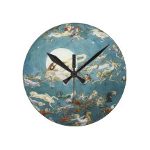 Fairy Dance Around The Moon Round Wall Clock