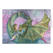 Fairy Dragon Blank Card by Molly Harrison