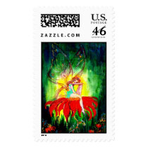 FAIRY DREAMING ON THE FLOWER postage