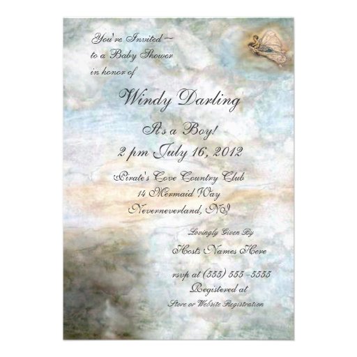 Fairy Flies Off With Child Baby Shower Invite