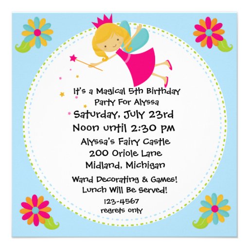 Fairy Fun Customized Birthday Invitations