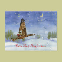 Fairy Hawk Christmas Postcard postcards