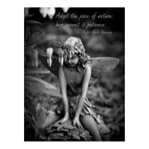 Fairy in garden of bleeding hearts with quote poster