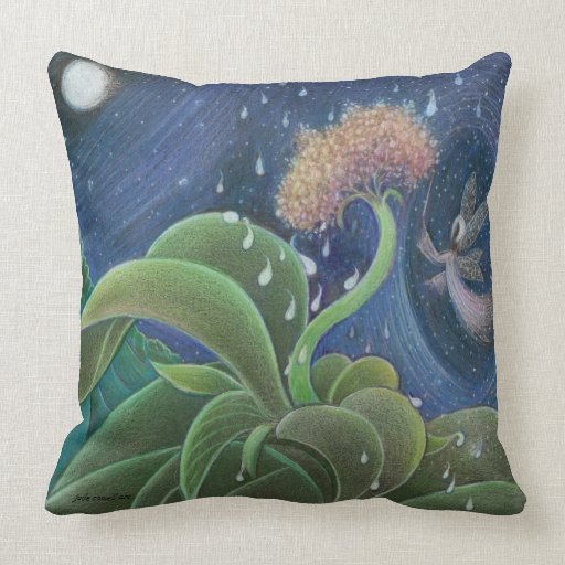 Fairy in Rain throw pillow