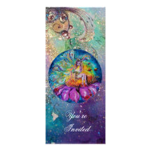 FAIRY IN THE NIGHT ,pink yellow blue red sparkles Custom Announcements